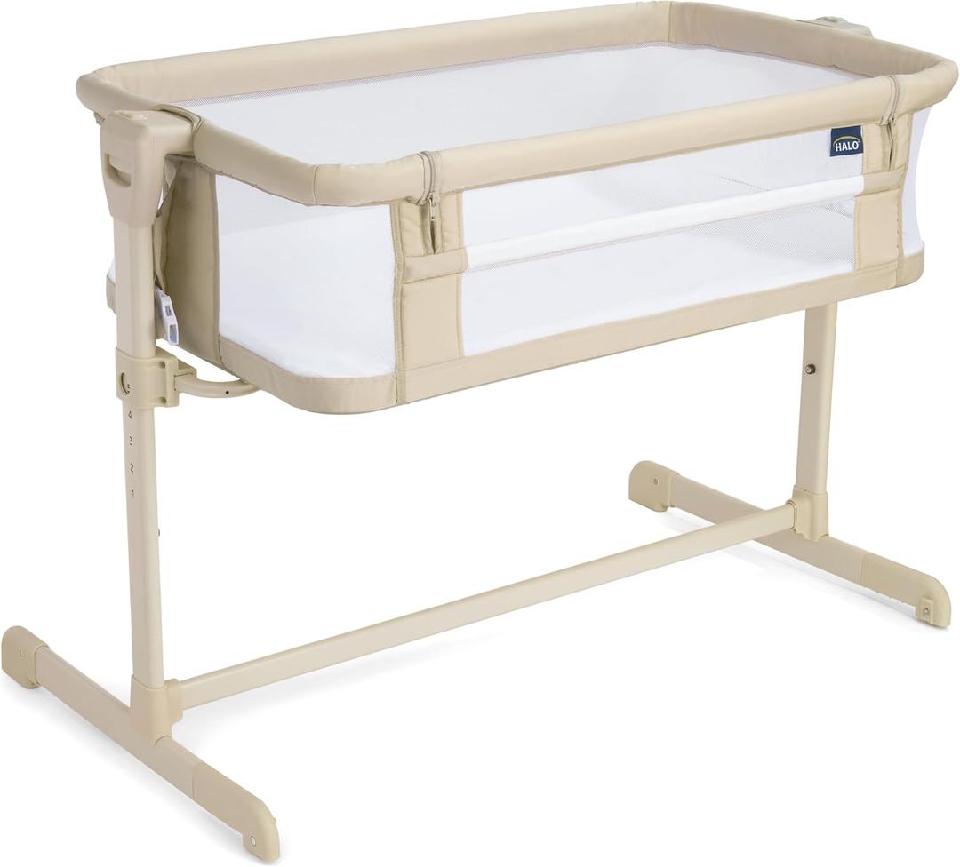 HALO BassiNest Bedside Sleeper Breathable Baby Bassinet Slides Over Bed with Mesh Walls for Airflow & Visibility, Lowering Wall for Easy Access, Fits Most Beds