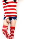 JALYCOS Family Halloween Costume，Red and White Striped Cosplay T-Shirt, Outfit Glasses Hat Shirt Suits, M