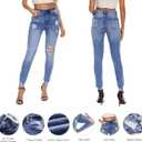 VIPONES Women Classic High Waisted Skinny Jeans for Women Stretch Distressed Butt Lifting Jeans Slim Fit Denim Pants (Size 14, Blue)