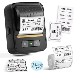 Label Maker Machine with Tape, Bluetooth Label Makers, Portable Thermal Label Printer Easy to Use for Small Business, Home, Office, School, Barcode, Address, Sticker Printer for Phone