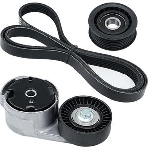 Belt Tensioner and Idler Pulley and Serpentine Belt Kit Compatible with 2012-2014 Chrysler 200, 2011-2016 Town & Country, Dodge Avenger/Grand Caravan/Journey, Ram C/V Replace #90K-39282D