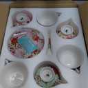 BTaT- Floral Tea Cups and Saucers with Spoon, 8 oz, 6 Set, Porcelain Tea Cups Sets, Dishwasher Safe