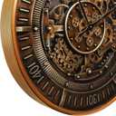 October Elf Large Real Moving Gears Wall Clock 24 Inch Vintage Industrial Steampunk Large Big Metal Wall Clock for Living Room Decor (24 Inch Antique Brass Gold)