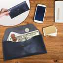 Succor Genuine Leather Utility Pouch - Leather Cash Envelope Wallet & Money Holder, Reusable Budget Organizer & Retro Clutch for Men & Women - 7.5x3.5 inch, Blue