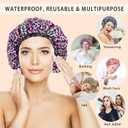 2 x 4 PCS Shower Caps for Women, Elastic and Reusable Bath Caps, Double Waterproof Layers Shower Cap, Bathing Shower Caps, Environmental Protection Hair Bath Hat - Printed Color