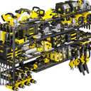 POKIPO Extra Large 64" W Power Tool Organizer Wall Mount, 1000 lbs Load Capacity, Heavy Duty 4 Tier Garage Storage Rack with 8 Drill Holders, 2 in 1 Corner or Straight Installation