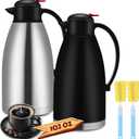 Nuogo 2 Pcs 102 oz Thermal Coffee Carafe Insulated Stainless Steel Carafe Double Walled Vacuum Coffee Thermal Pot with Brush for Home Office Use Keep 24 Hours Hot Water Tea(Silver, Black)