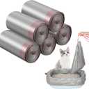 Tinlade 50 Count Jumbo Cat Litter Box Liners Large Drawstring Cat Litter Liners Bags Unscented Tear Resistant for Trash Waste to Keep Your Home Clean(39 x 22 Inch,Gray, Red)