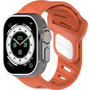 Aulumu A02 Compatible with Apple Watch Ultra/Ultra 2 Band - 49mm for Men, Sport Bands for iWatch 46mm(Series 10),45mm(9/8/7),44mm(SE2/SE/6/5/4),42mm(3/2/1) (Red Orange)
