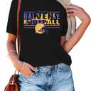 Women's Football Team T-Shirts - Vintage & Casual Short Sleeve Tees for Fans (Black, L)