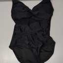 Women Mesh One Piece Swimsuit Tummy Control Sexy Bathing Suits V Neck Push Up Swimsuits Slimming Swimwear (Medium, Black)