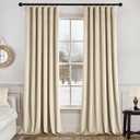 MIULEE Velvet Curtains 96 Inches Long 2 Panels Set for Bedroom, Pinch Pleat Back Tab Thermal Insulated Living Room Darkening Drapes Pleated Blackout Floor to Ceiling Curtains with Hooks, Beige