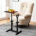 Adjustable Tray Table with 360 Swivel, Stand Assist Handle TV Tray for Recliner, Couch, Sofa, Bedside or Chair Living Aid Table for Elderly, Recovery & Limited Mobility