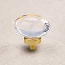 8 Pack Glass Cabinet Knobs and Pulls, Oval Crystal Knobs for Dresser Drawers, Satin Brass/Gold Kitchen Cabinet Pulls Egg Shape