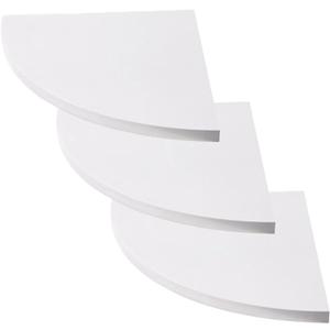Luxshiny 3pcs Wall Mount Corner Shelves Set Rounded Floating Display Racks for Bedroom Office and Home Decor Composite Board for Space Utilization (Size 1, White)