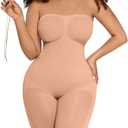 FeelinGirl Strapless Bodysuit for Women Tummy Control Shapewear Seamless Sculpt Body Shaper with Removable Straps S