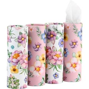 150 Sheets Car Tissues Holder with Facial Tissues 3-ply Travel Tissue Tubes Only 3PK Tissues Box Container Perfect Fit for Car Cup Holder Cylinder (Pink)