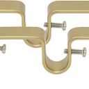 Meriville Double Curtain Rod Bracket - Designed for 1" Frond Rod and 5/8" Back Rod Double Drapery Rod, Royal Gold, Set of 2