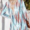 Magritta Women's Dressy Printed Tops Fashion Mesh Long Sleeve Tee Shirt 2025 Fall Trendy Versatile Pintuck Shirt Elegant Crew Neck Tunics Loose Casual Blouses Orange Blue Stripe Large
