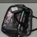 Clear Beach Bag Travel Tote Transparent Backpack for Women Girls Stadium Approved Crossbody Messenger Shoulder Handbag (Black)