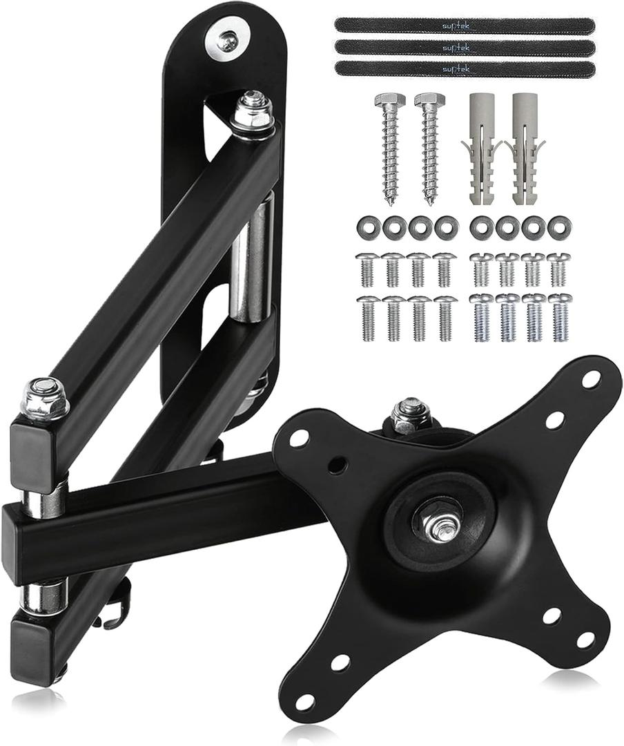 Suptek TV Wall Mount Swivel Tilt Rotation Full Motion Adjustable Articulating for Most 15-32 inch LED, LCD Monitor Wall Mount VESA 75,100 (MA2720) (15-32-1pc, Black)