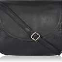 Genuine Leather Shoulder Crossbody Purse For Women with Adjustable Strap, Mobile Pocket & Outside & Inside Zipper (Black Ndm)