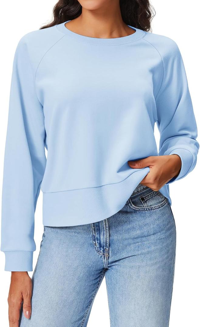 Stelle Women’s Raglan Crewneck Sweatshirt Relaxed Fit Casual Everyday (Blue, XXL)