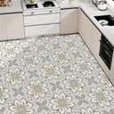 10PCS Peel and Stick Floor Tiles 12x12 Inch Gray Beige Floral Pattern Self Adhesive Vinyl Flooring Square Planks for Kitchen Bathroom Bedroom Living Room Home Renovation DIY Decor