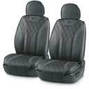 Skechers MAX Cushioning Car Seat Covers,Memory Foam Leather Car Seat Protectors, Airbag Safe Waterproof Sideless Front Seat Covers with Storage Pocket,Universal Fit for Cars Trucks SUV, Black 2PCS