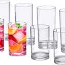 Amazing Abby - Probity - 10-Ounce and 16-Ounce Plastic Tumblers (Set of 8), Plastic Drinking Glasses, Reusable Plastic Cups, BPA-Free, Shatter-Proof, Dishwasher-Safe (Made of Plastic, NOT Glass)