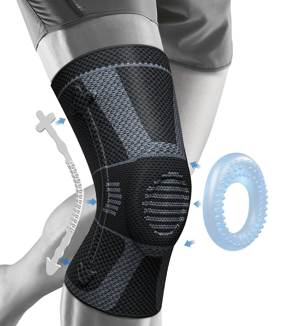 NEENCA Professional Knee Brace for Pain Relief, Medical Knee Compression Sleeve, Knee Support with Horizontal Knit Tech for Meniscus Tear, ACL, Arthritis, Joint Pain, Runner, Workout, XL