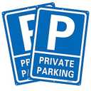 2-Pack Private Parking Signs - Aluminum Signage for Outdoor Use, Blue, 25 X 35 cm