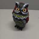 Garden Solar Owl Decoy Statue Outdoor Figurine Light Decor Glowing Eyes Spring Mounted Wobblying Head Resin Sculpture Decoration for Home Porch Patio Lawn Farm Yard Housewarming Ornament Gift