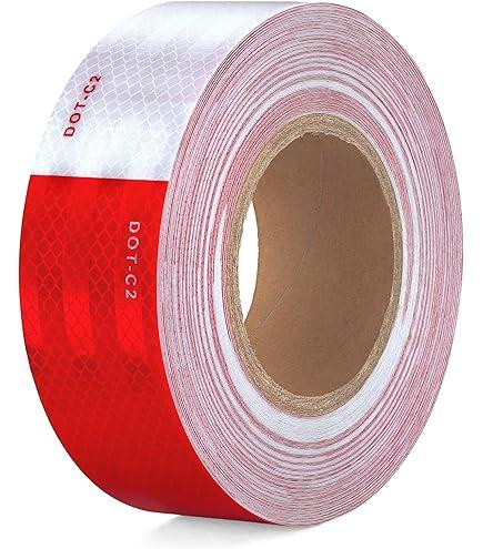 THKULKME DOTC2 Reflective Tape 2 Inch X 100 Feet Red White Reflector Adhesive Conspicuity Outdoor Waterproof Tape for Trailers, Trucks, Vehicles, Driveway, Boats, Signs (100 FT)