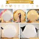 7.2 FT White Round Backdrop Cover with Lights String for Circle Arch Stand Circle Backdrop Cover with LED Fairy Lights for Wedding Arch Baby Shower Birthday Party Photo Shoot Photography Background