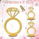 3 PCS Bridal Shower Centerpieces for Tables Diamond Ring Sign Table Centerpieces Gold Glitter Wooden Diamond Ring Sign Decor for Wedding Anniversary Supplies Batcholette Engagement Party