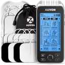 AUVON 4 Outputs TENS Unit EMS Muscle Stimulator Machine for Pain Relief Therapy with 24 Modes Electric Pulse Massager, 2" and 2"x4" Electrodes Pads, Black