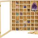 Adjustable Rock Display Case, Large Rock Collection Box with Shelves