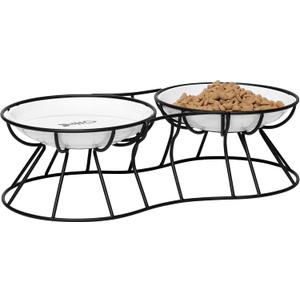 Elevated Cat Bowls, 5.9 Inch Wide Ceramic Cat Food Bowls with Metal Stand Whisker Stress-Free, Raised Food and Water Dish for Cats, Kitten