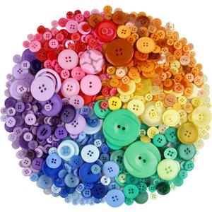 Greentime 600-700 PCS Mixed Color Assorted Sizes Round Resin Buttons for Crafts Sewing DIY Manual Button Painting DIY Handmade Ornament Buttons Easter Egg Fillers Decorative