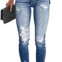 KUNMI Women's Ripped Skinny Jeans Distressed Stretchy Denim Pants, Size 10