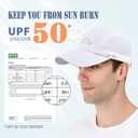 Unisex Baseball Cap UPF 50 Unstructured Hat with Foldable Long Large Bill (White)
