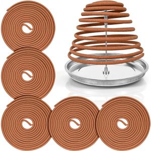Hanging Citronella Incense Coil and Holder Outdoor Candles - Each Coil Could Last for 24 Hours - Suitable for Outdoor Camping, Patio, Hiking,etc, 6 Pack