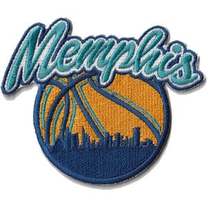 4 x Mjshop29 Basketball Fans Memphis Logo Patch Embroidery Basketball Fan Favorite Team Iron On Sew On Embroidered Patch