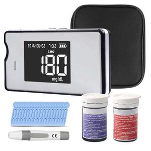 Hemoglobin Test Meter with 25 Hemoglobin Test Strips, Cholesterol Test Kits with 10 Test Strips, 2in1 Hemoglobin Tester Meter for Home Use, Black