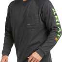 Ariat Mens Rebar Cotton Strong Graphic T-Shirt (X-Large Tall, Charcoal Heather/Lime)