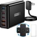 Fast Charger USB C 100W, 5 Ports Charging Blocks Ultra Thin Flat Plug, USB Charging Hub with 360° Rotated Adhesive Punch-Free Holder, Charging Station for Laptops, Tablets, Cellphones Stuff