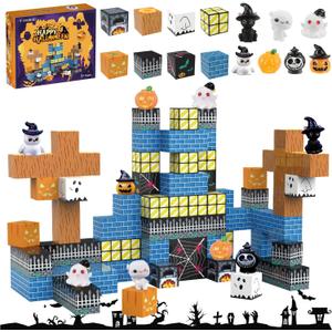 Magnetic Blocks 116 Pcs Halloween Building Toys for Kids, Magnets Cubes Stacking Toys Games for Boys Girls 3+, STEM Montessori Sensory Creative Halloween Party Favors Birthday Building Blocks Gifts