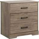 Prepac Rustic Ridge Farmhouse Nightstand Bedside Table, Brown Nightstand for Bedroom, End Table with 3 Drawers 16.25"D x 27.5"W x 26.75"H