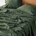 Bedsure King Size Bed Sheets - Cotton Linen Sheet Set, PureWoven Soft, Breathable & Anti-Pilling, Deep Pocket King Fitted Bedsheets Up to 16 Inches, 4 Pieces, Olive Green